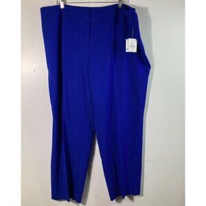 Womens Kasper Straight Leg Trousers Front Zip‎ 20W Royal Blue NWT Stretch Waist